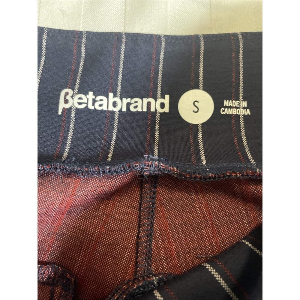 Betabrand Navy Blue Pinstriped Wide Flare Leg Dress Yoga Pants Women's Small - Picture 4 of 8